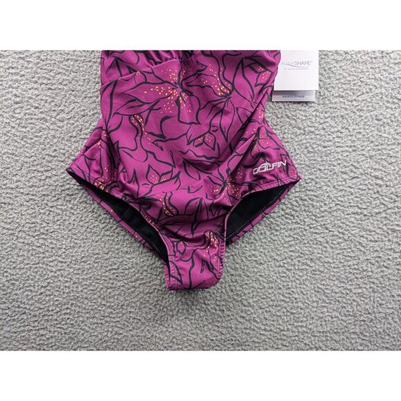 NWT Dolfin Aquashape Womens Moderate Ruched Front One Piece Swimsuit sz 6 - Picture 3 of 12